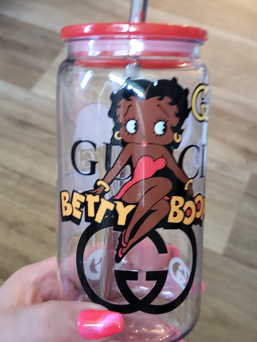 Betty Boop Pink Graphic Travel Tumbler - Women Bath & Body